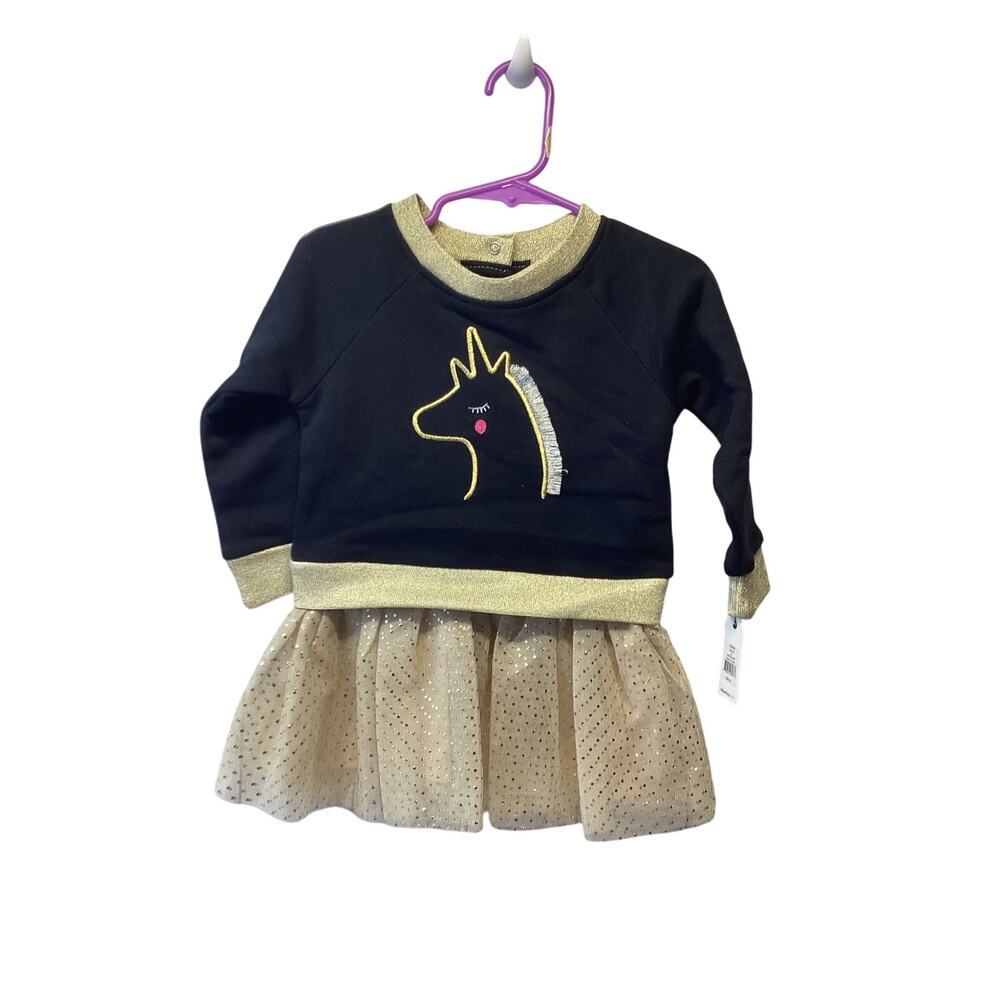 Vitamins Kids Little Girl Pony Black Long Sleeved & Dress Size 2T 2 Piece Set